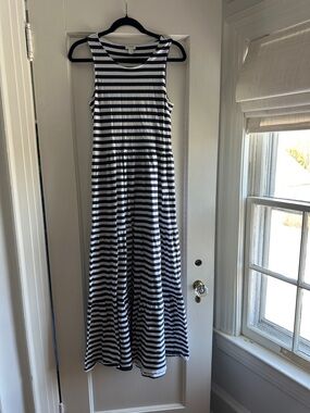 J. Crew Navy and White Striped Maxi Dress